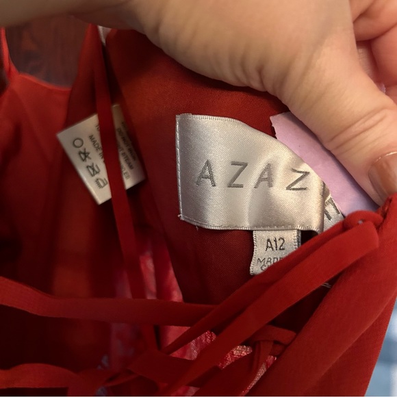 AZAZIE Devyn A-Line Corset Chiffon Ankle Length Dress Rust Size 12 - Picture 9 of 13